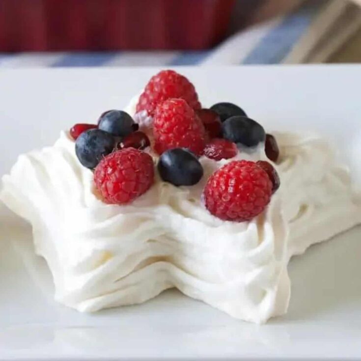 A star meringue with fresh berries Patriotic Dessert