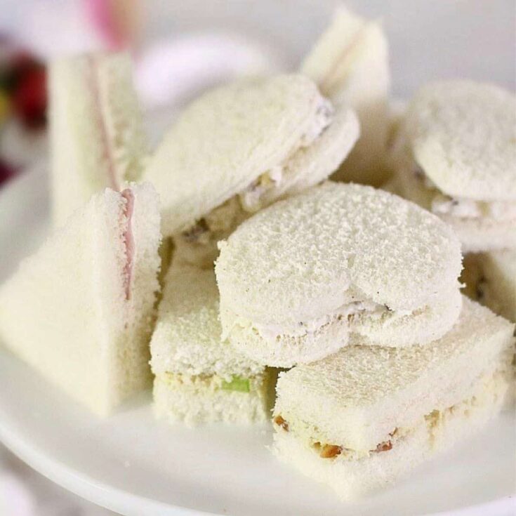 A set of tea party finger sandwiches perfect for an English afternoon tea party
