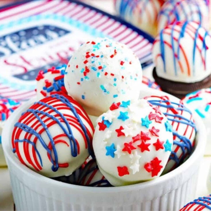 A set of the best Oreo balls recipe Patriotic Dessert