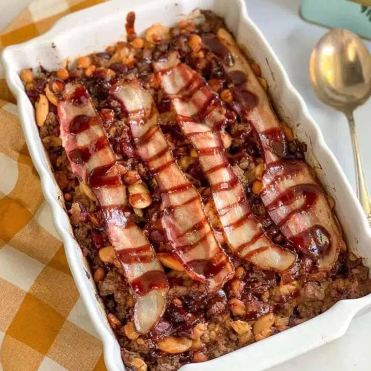 A Calico bean casserole Cookout side