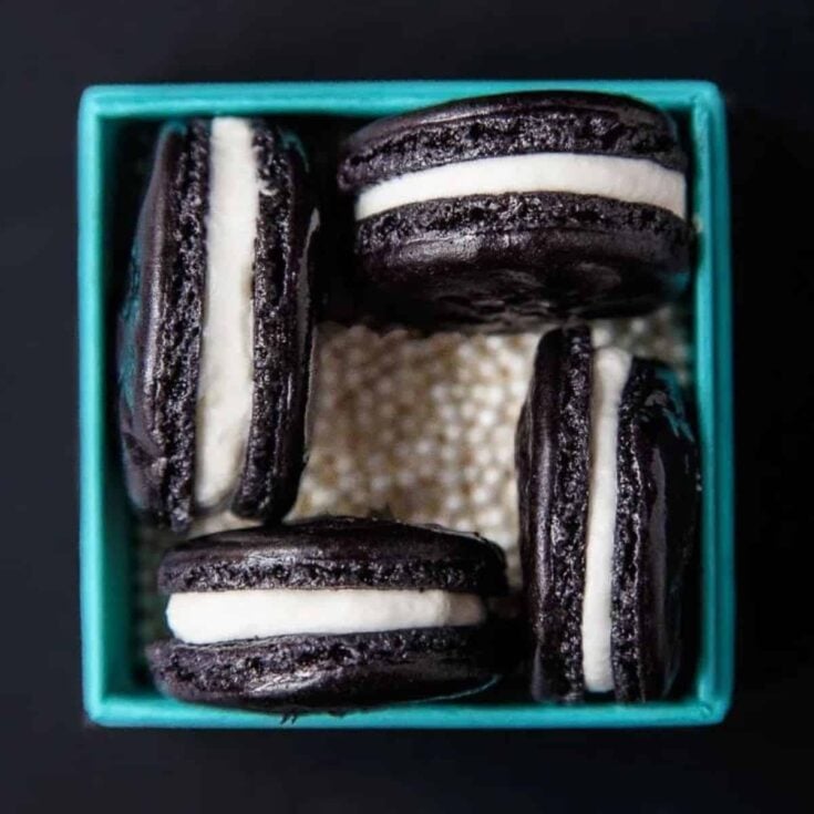 A box of Halloween macarons cookies