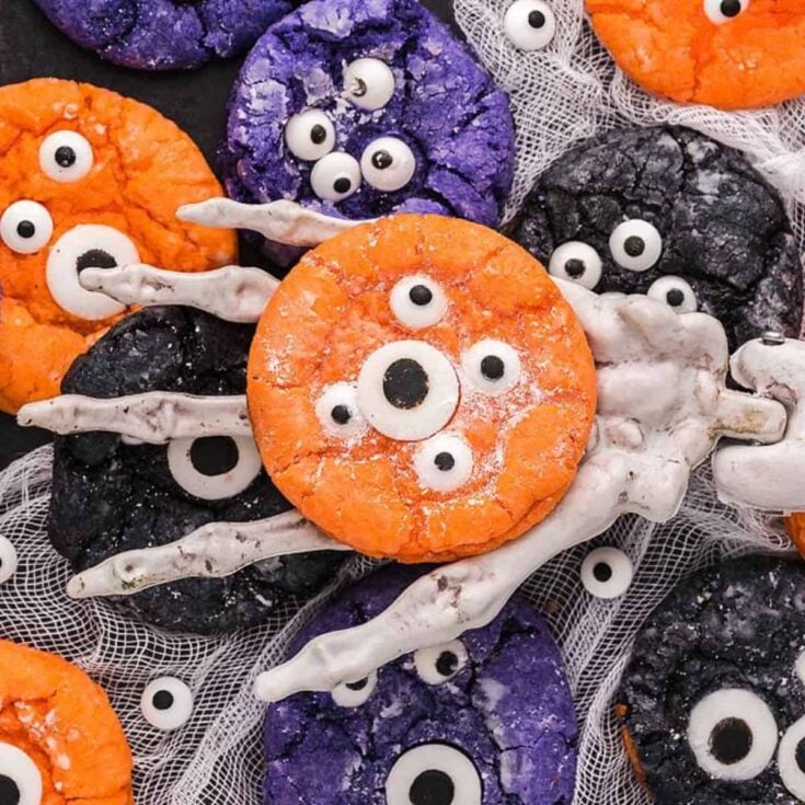 Halloween monster eye crinkle cookies