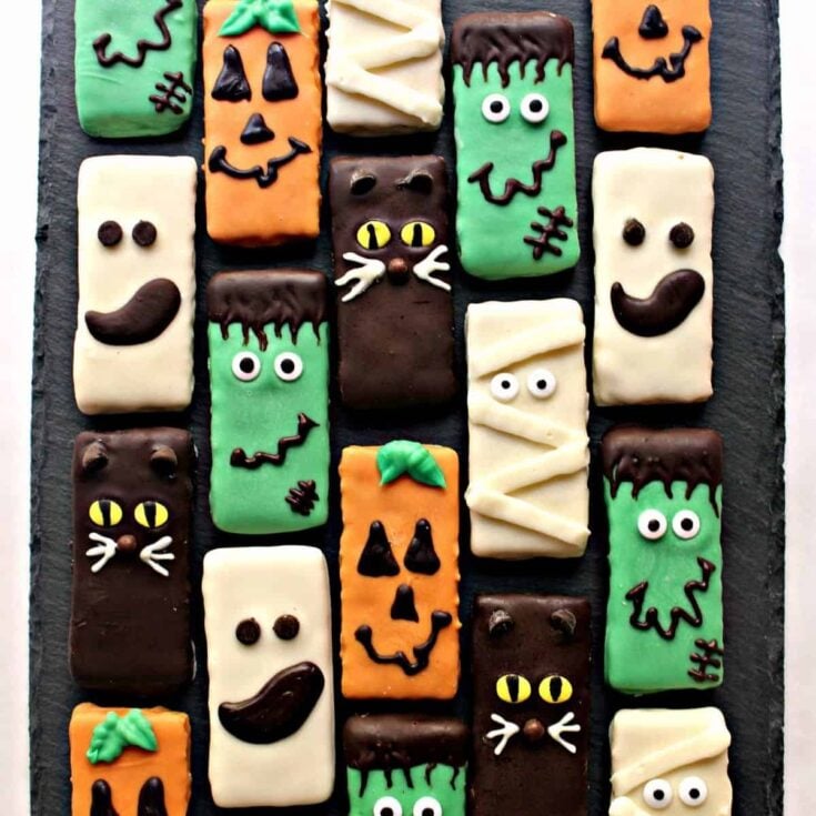 A set of creative spooky graham crackers Halloween cookies