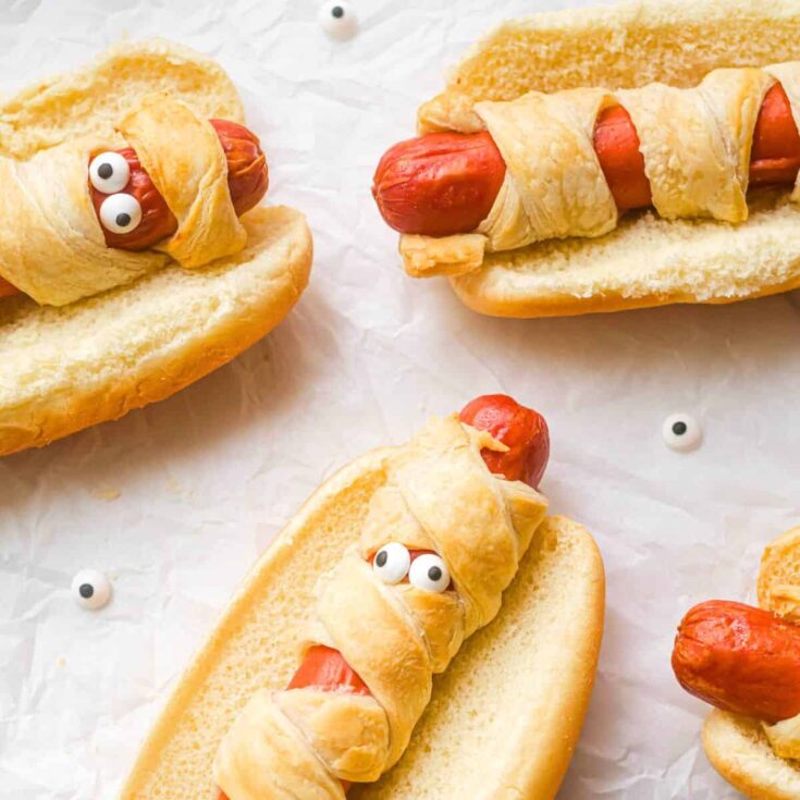 Air fryer mummy dogs cooked after reading these Halloween starters
