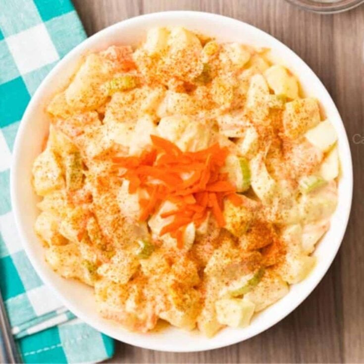 A plate of an appetizing Amish potato summer salad recipe