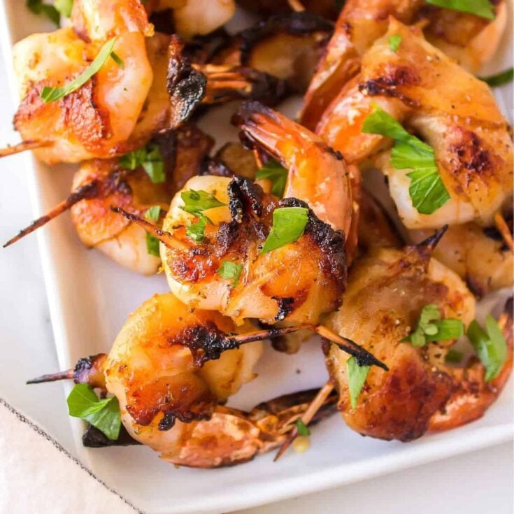 Bacon wrapped shrimp cooked after reading these Thanksgiving appetizers