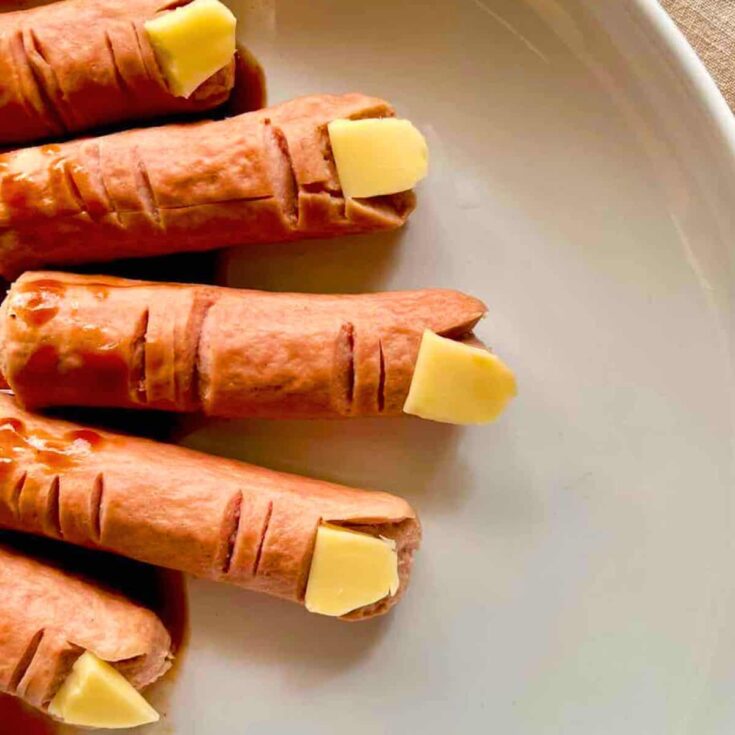 Bloody Halloween hot dog fingers cooked after reading these Halloween starters