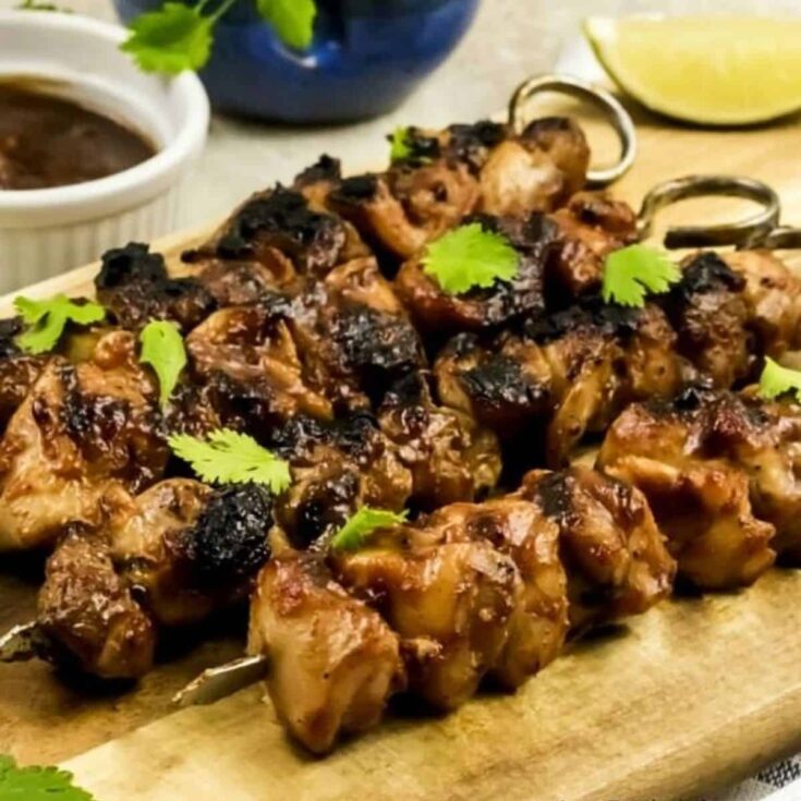 Chipotle barbecue chicken kabobs cooked after reading these Summer grilling recipes