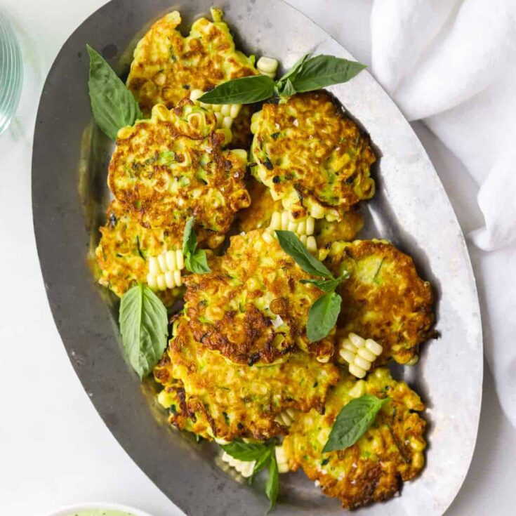 Corn and zucchini fritters prepared after reading these summer appetizer recipes