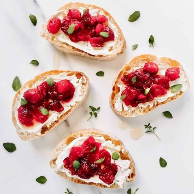 Cranberry cream cheese crostini cooked after reading these Thanksgiving appetizers