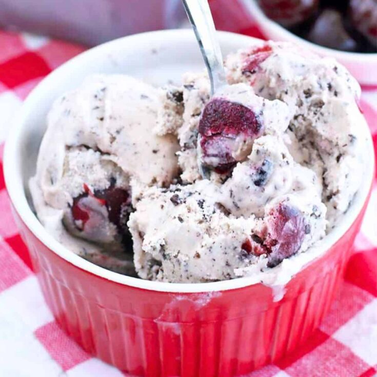 Creamy, dreamy, cherry chocolate chip ice cream, prepared after reading these homemade ice cream