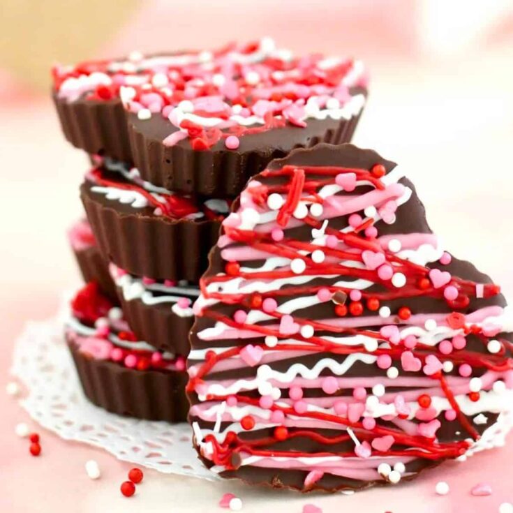 Dark chocolate Valentine hearts dessert prepared after reading these Picnic food ideas