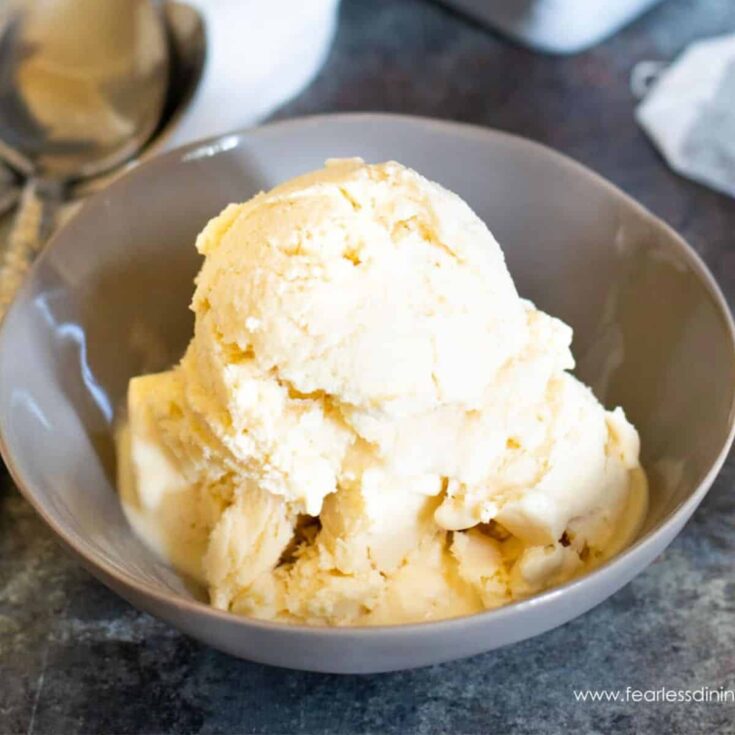 A bowl of Earl Grey tea infused no churn homemade ice cream