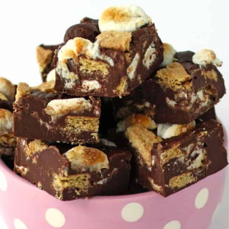 A set of s'mores fudge&nbsp;baked after reading these s'mores recipes