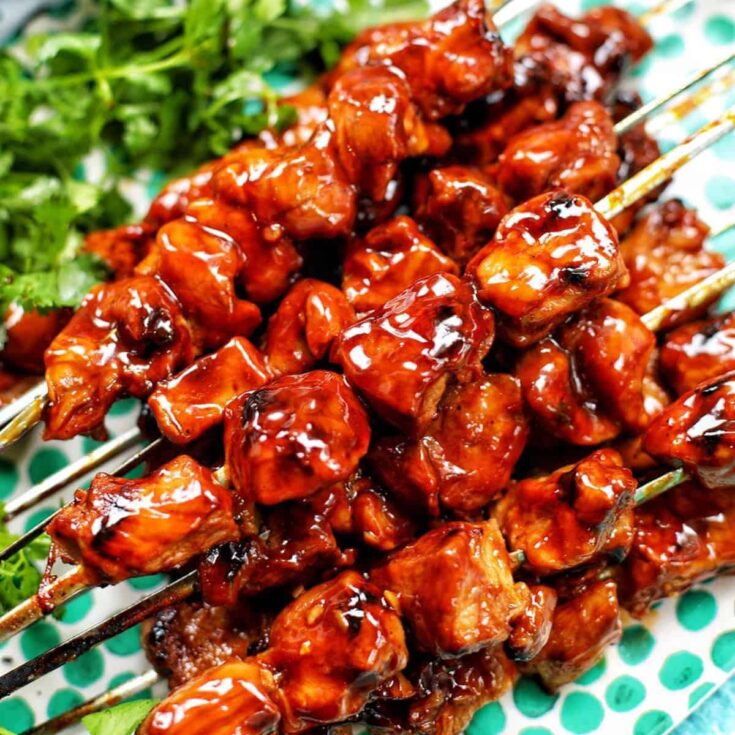 A set of delicious Filipino pork BBQ skewers cooked after reading these Summer grilling recipes