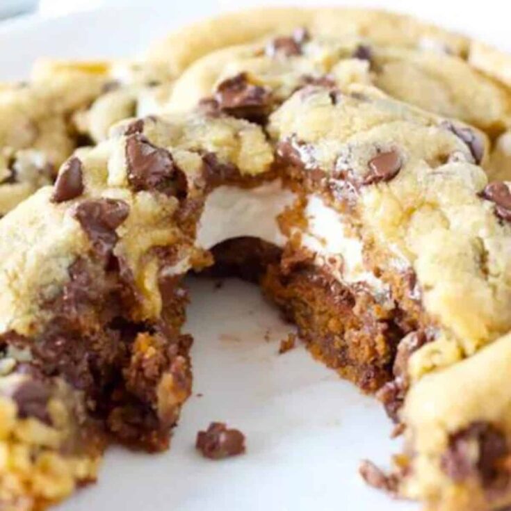 Giant s'mores stuffed chocolate chip cookies baked after reading these s'mores recipes