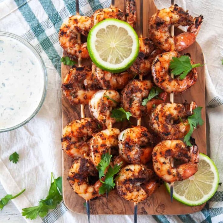 Grilled blackened shrimp summer appetizer