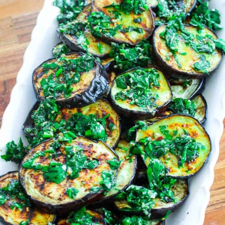 A set of grilled eggplants cooked after reading these Summer grilling recipes