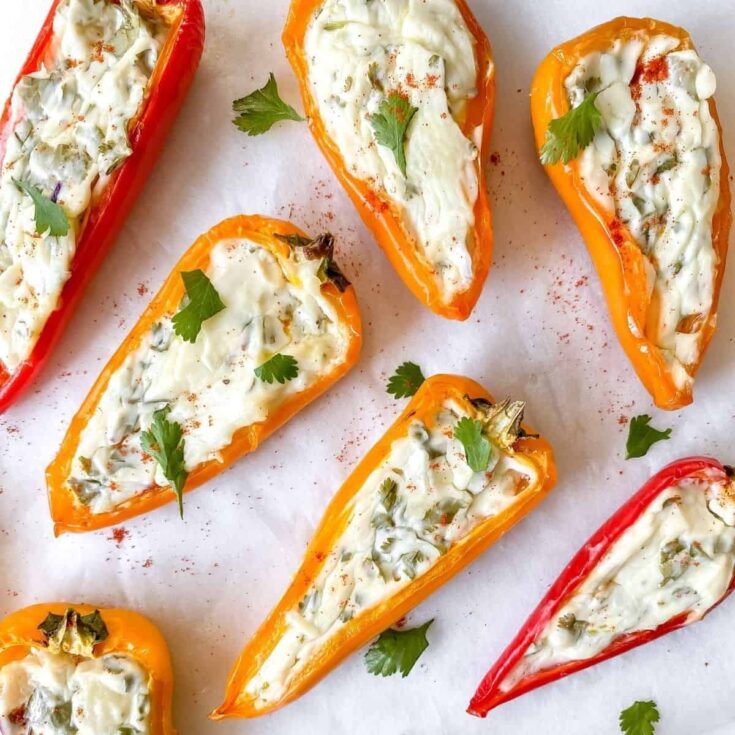 Herb cream cheese stuffed mini peppers summer appetizers