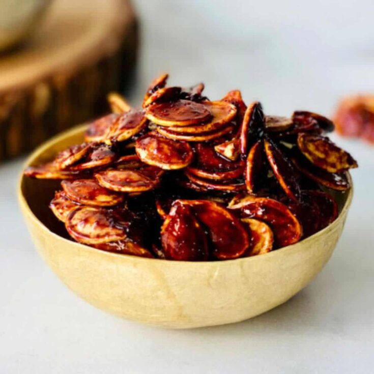 Honey-roasted pumpkin seeds prepared after reading these Fall appetizers recipe