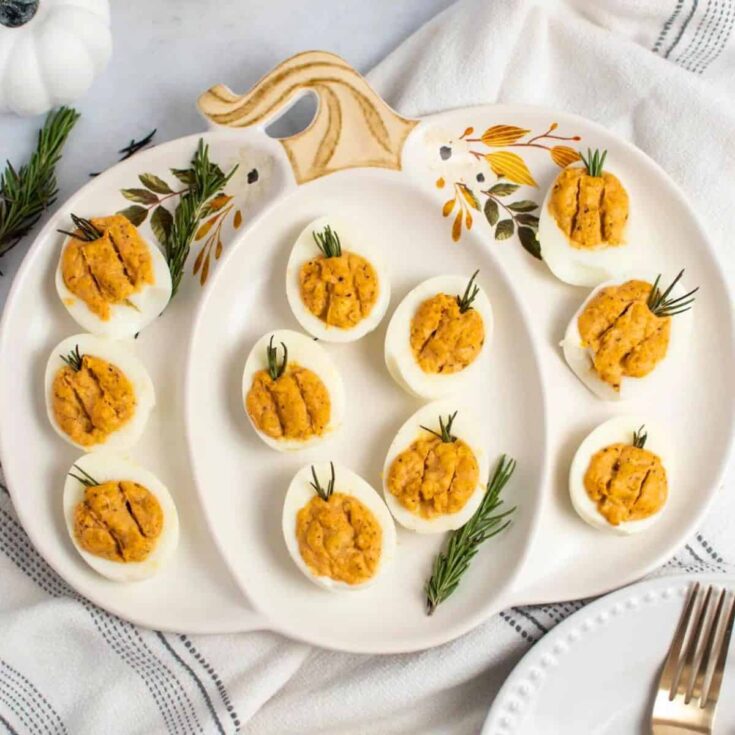 Instant Pot Thanksgiving deviled eggs cooked after reading these Fall appetizers recipe