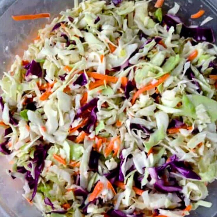A bowl of KFC coleslaw copycat prepared after reading these Picnic food ideas
