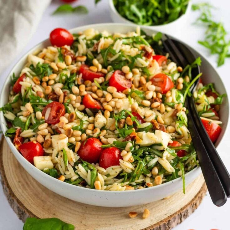 Mediterranean risoni salad, cooked after reading these summer salad recipes