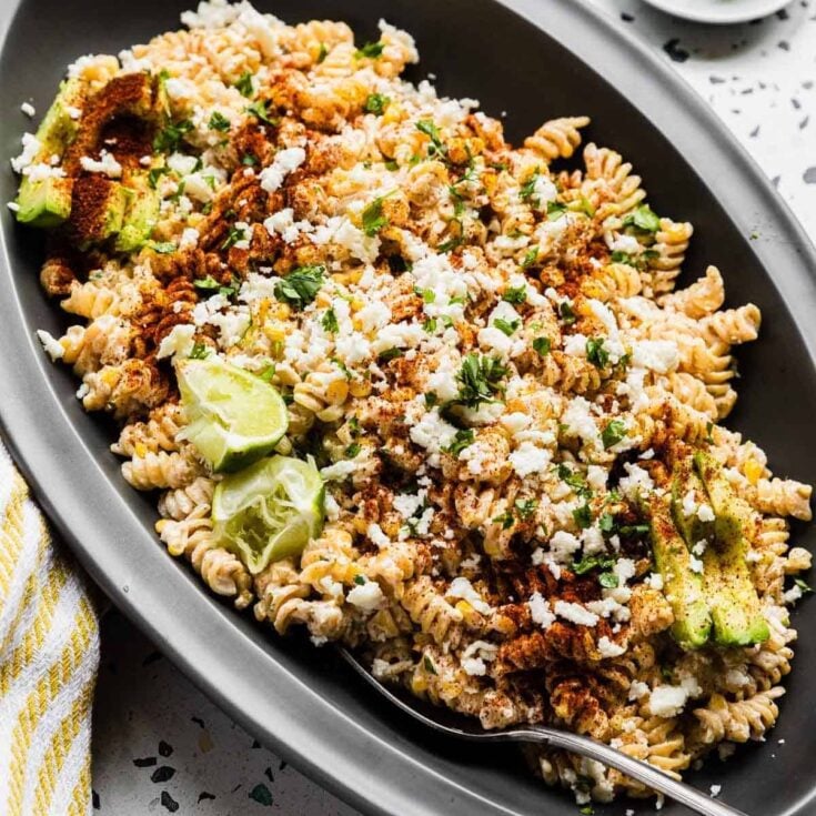 A Mexican street corn pasta, cooked after reading these Summer salad recipes