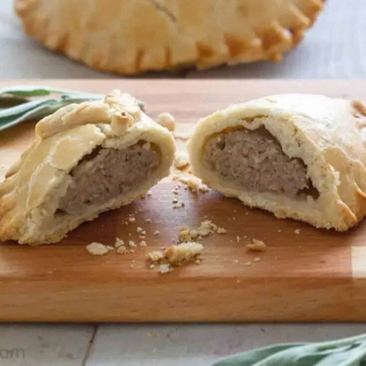Savory sausage, apple and sage pasties cooked after reading these Tailgating recipes