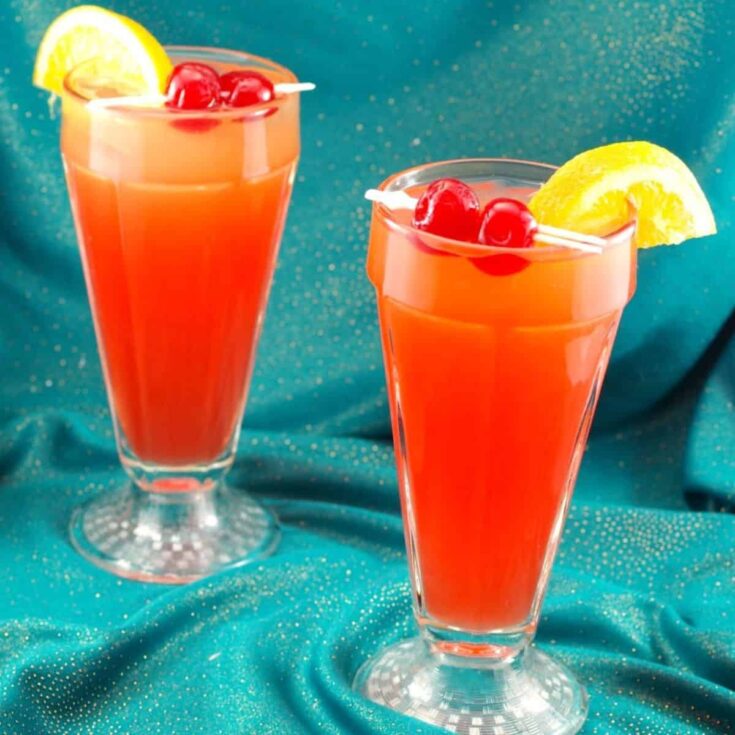 Two glasses of Shirley Temple summer mocktails