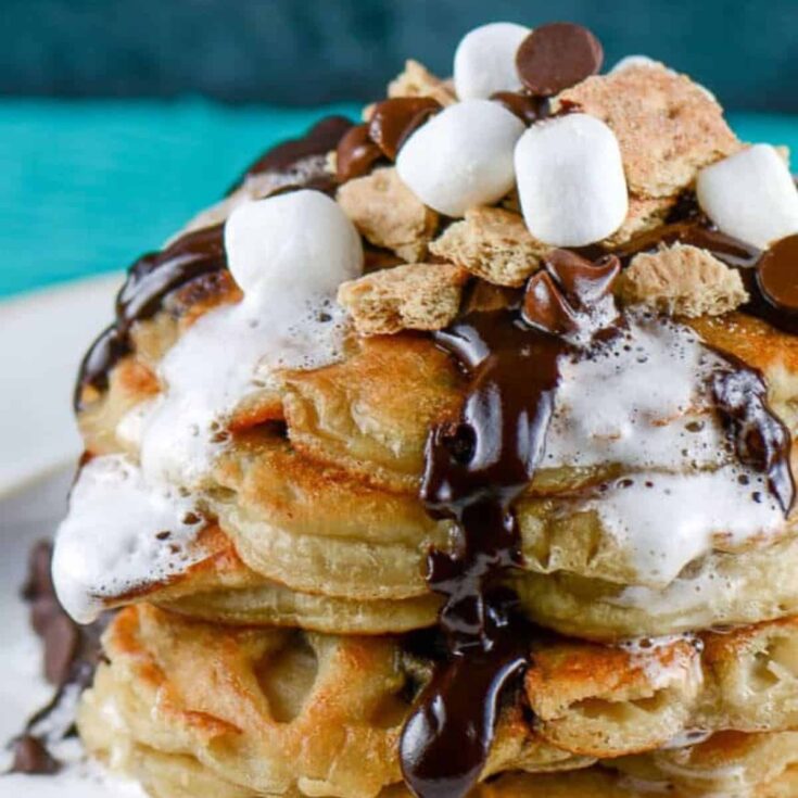 S'mores chocolate chip pancakes prepared after reading these s'mores recipes