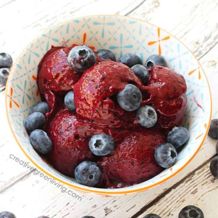 A bowl of three ingredient banana berry nice homemade ice cream