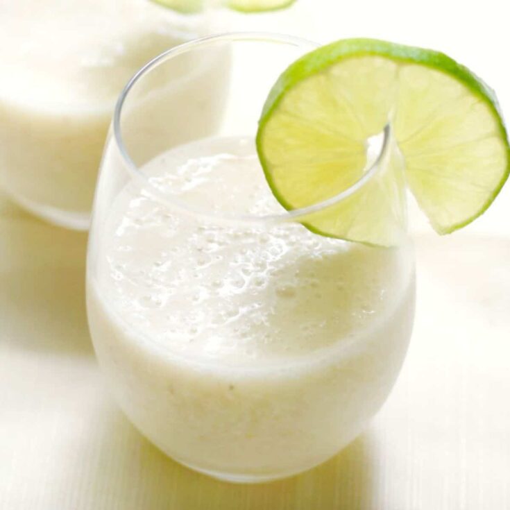 A glass of virgin banana daiquiris prepared after reading these summer mocktails