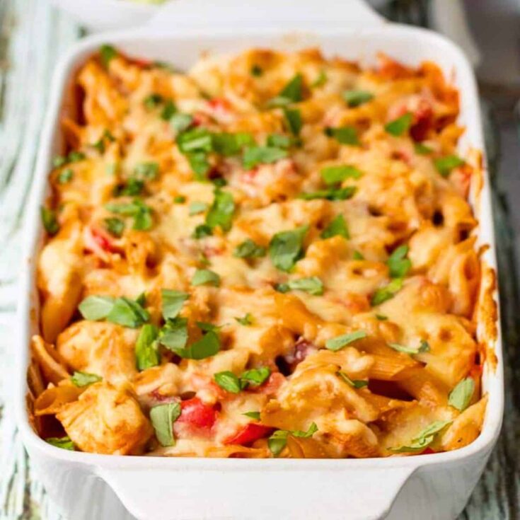 Chicken and chorizo pasta baked after reading these Comfort food recipes