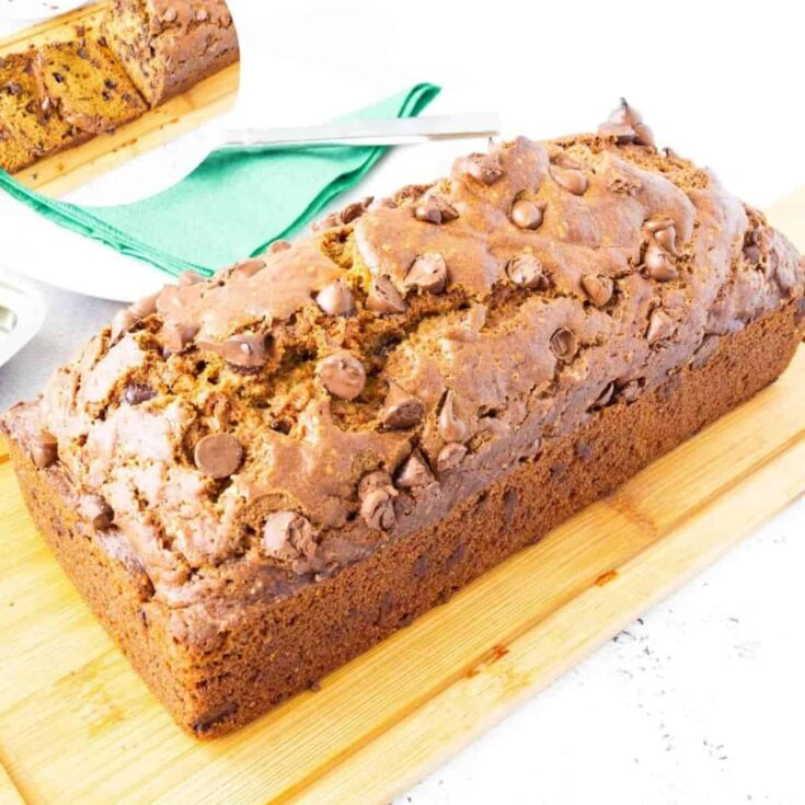Chocolate chip pumpkin bread baked after reading these Fall breakfast ideas