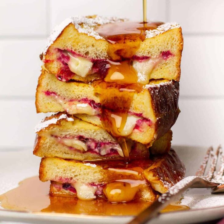 Cranberry brie stuffed French toast prepared after reading these Fall breakfast ideas