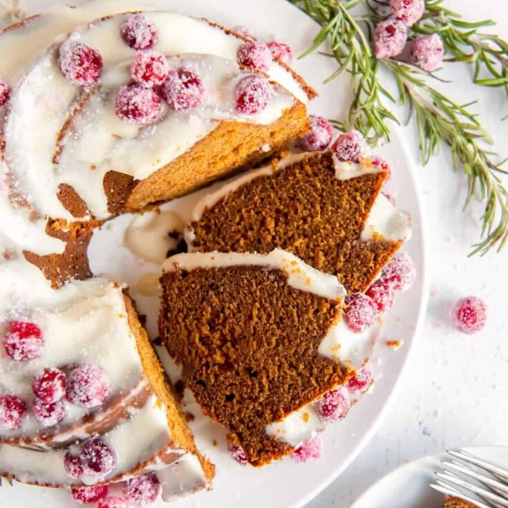 Gingerbread raspberry cake, baked after reading these Christmas Bundt cake recipes