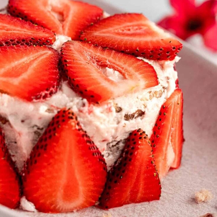 Mini strawberry cake baked after reading these Valentines day cake recipes