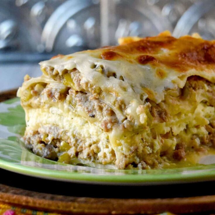A plate of white bolognese lasagna prepared after reading these Comfort food recipes