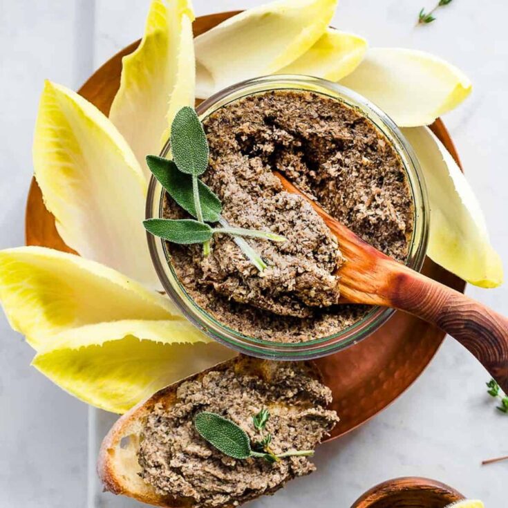 A plate of Wild mushroom pate prepared after reading these Christmas appetizers