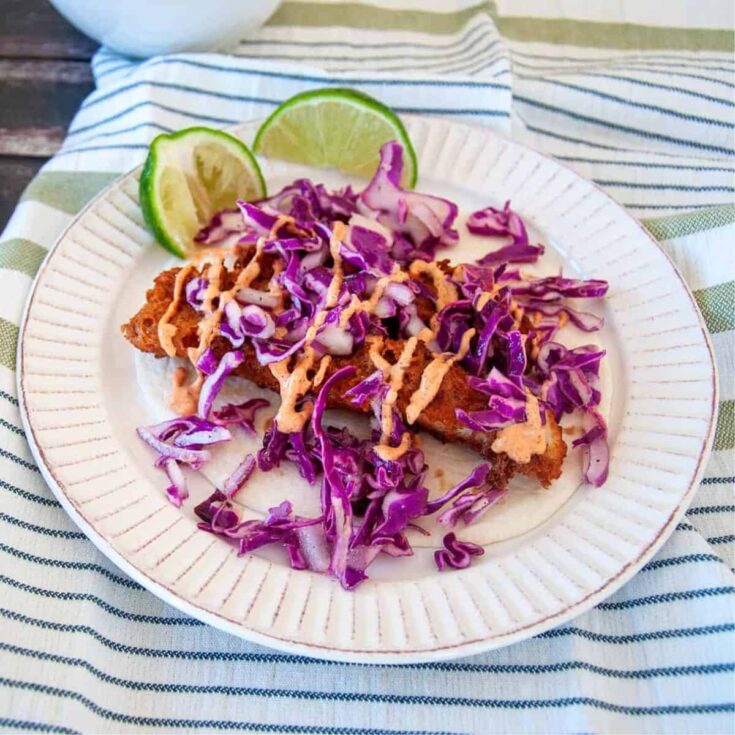 A plate of beer battered fish tacos prepared after reading these Taco Tuesday recipes