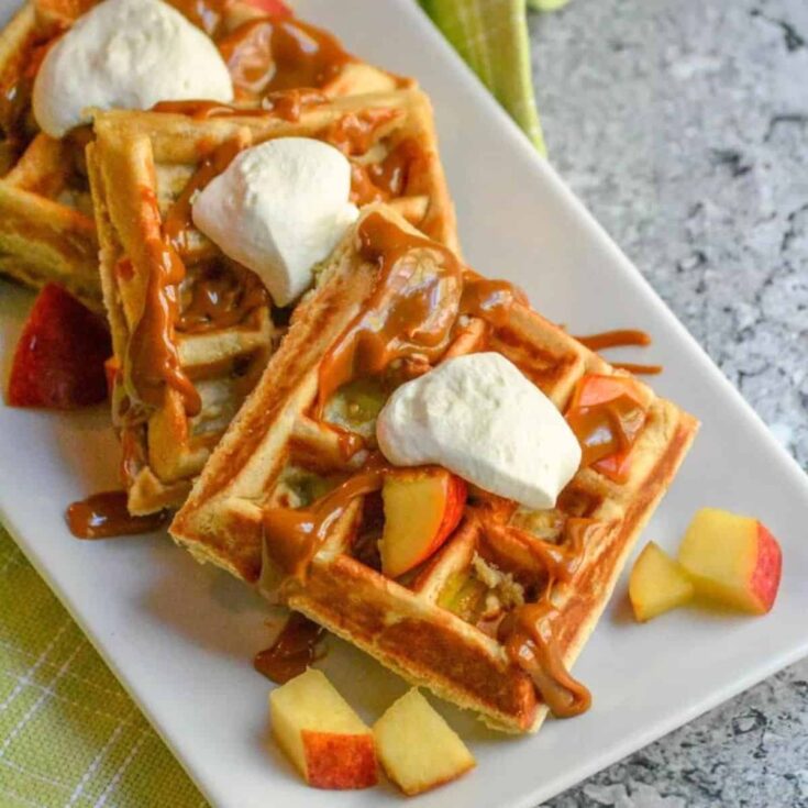 Caramel apple stuffed waffles made after reading these Wonderful waffle recipes