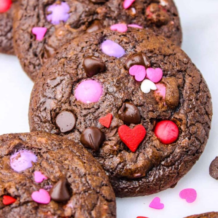 Chocolate m & m cookies made after reading these Valentine cookies