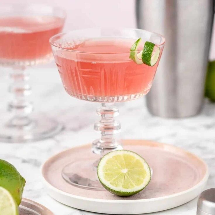 Cosmopolitan mocktail made after reading these non-alcoholic pink drinks for Valentine's Day