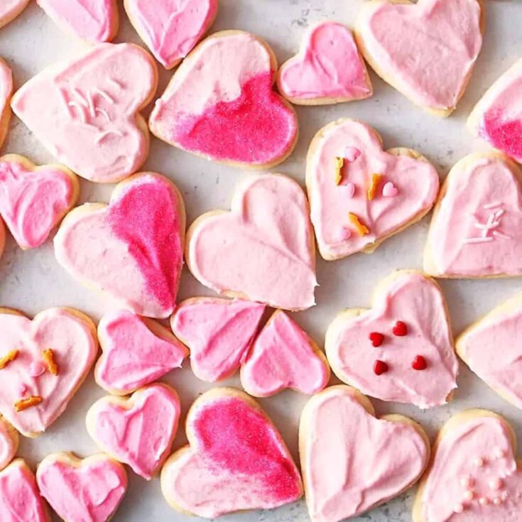 Pink eggless Valentine&rsquo;s Day cookies
