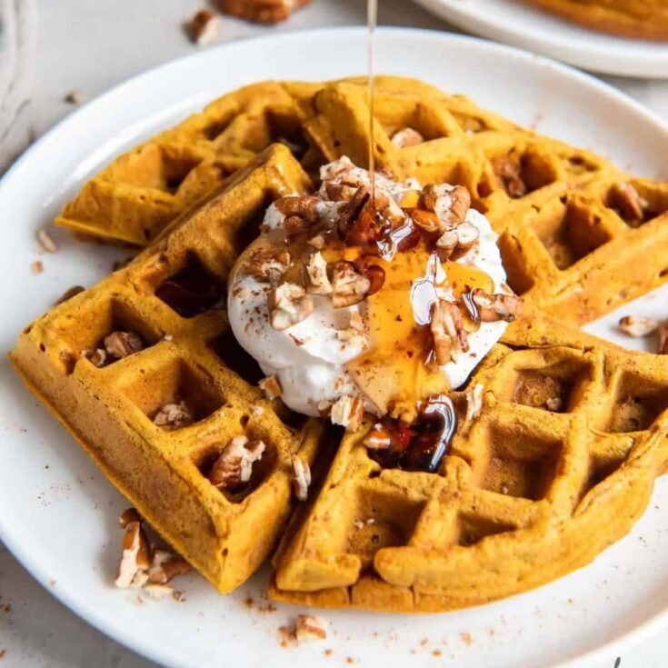 Fluffy pumpkin waffles made after reading these Wonderful waffle recipes
