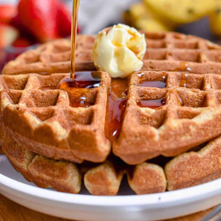 Homemade whole wheat buttermilk waffles made after reading these Wonderful waffle recipes