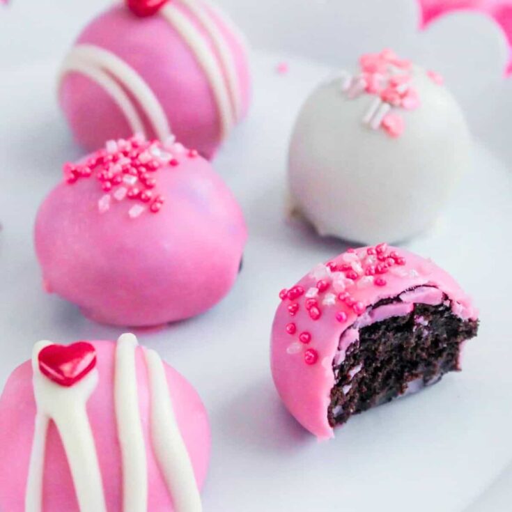Oreo truffles coated in pink, made after reading these Valentine cookies