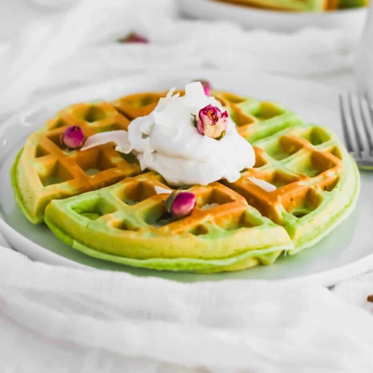 Pandan mochi waffles made after reading these Wonderful waffle recipes