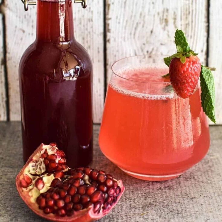 Pomegranate cordial drink made after reading these non-alcoholic pink drinks for Valentine's Day